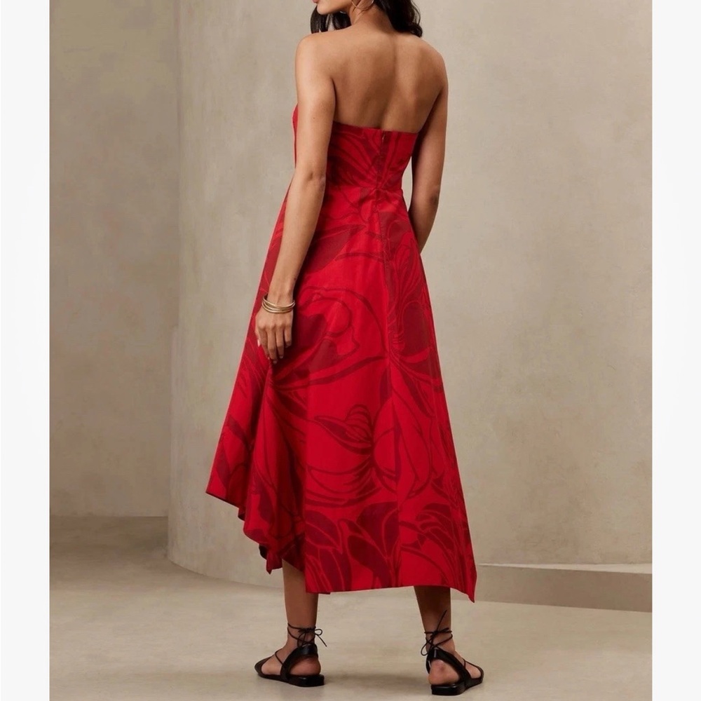 Banana Republic Asymmetrical Hem Midi Dress Red Onyx New With Tags Sleeveless
